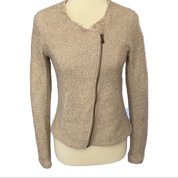 Anthropologie Cartonnier Gold Shimmer Asymmetrical Full-Zip Jacket Blazer Small - Picture 6 of 12